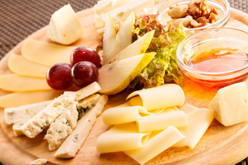 cheese plate with grapes