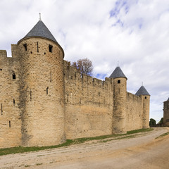 Fototapeta na wymiar Medieval city of Carcassonne in France