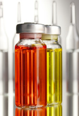 medical ampules on grey background