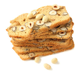 Biscotti with  nuts, isolated on white