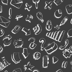 Doodle internet icons seamless background