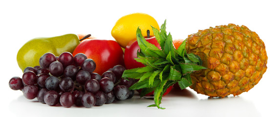 Ripe fruits isolated on white