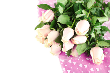 Beautiful bouquet of roses, isolated on white