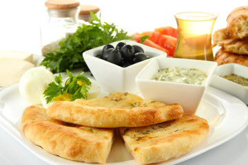 Traditional Turkish breakfast close up