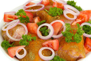 Turkey meat in bowl close up