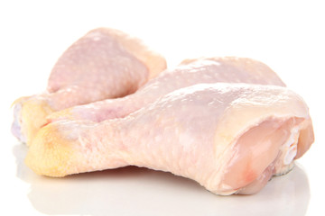 Raw chicken legs isolated on white