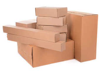 Different cardboard boxes isolated on white