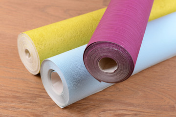 Wallpapers on wooden floor
