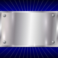 Vector Metallic Silver Plate on Blue Background