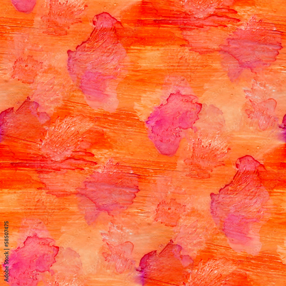 Wall mural grunge texture, watercolor orange spot seamless background, vint