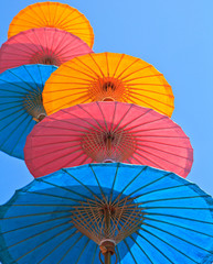 Handmade umbrellas in Asian style