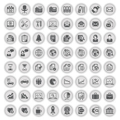 Business icon set, round circle with shadow series