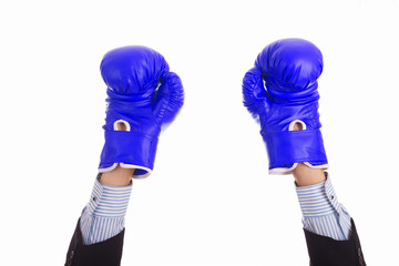 Businessman boxing