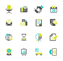 Office and media icon set, three color series