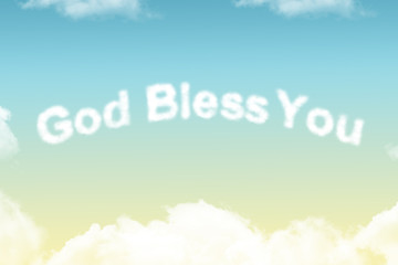 Naklejka na ściany i meble God Bless You - cloud word on yellow to blue gradient background