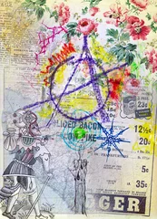 Tuinposter Collage and graffiti with tarot card © Rosario Rizzo