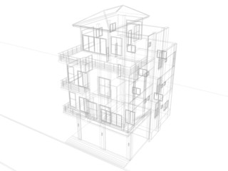 abstract sketch design of  house ,bird eye view