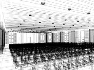 abstract sketch design of interior kitchen