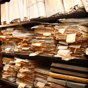 Paper documents in archive