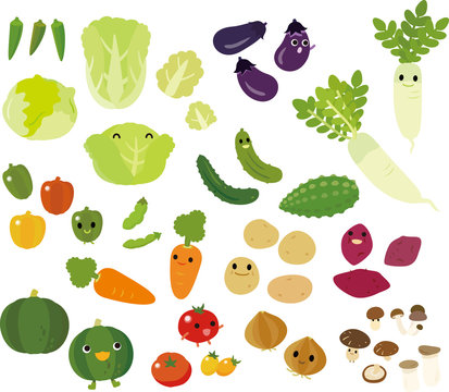 たくさんの野菜のキャラクター