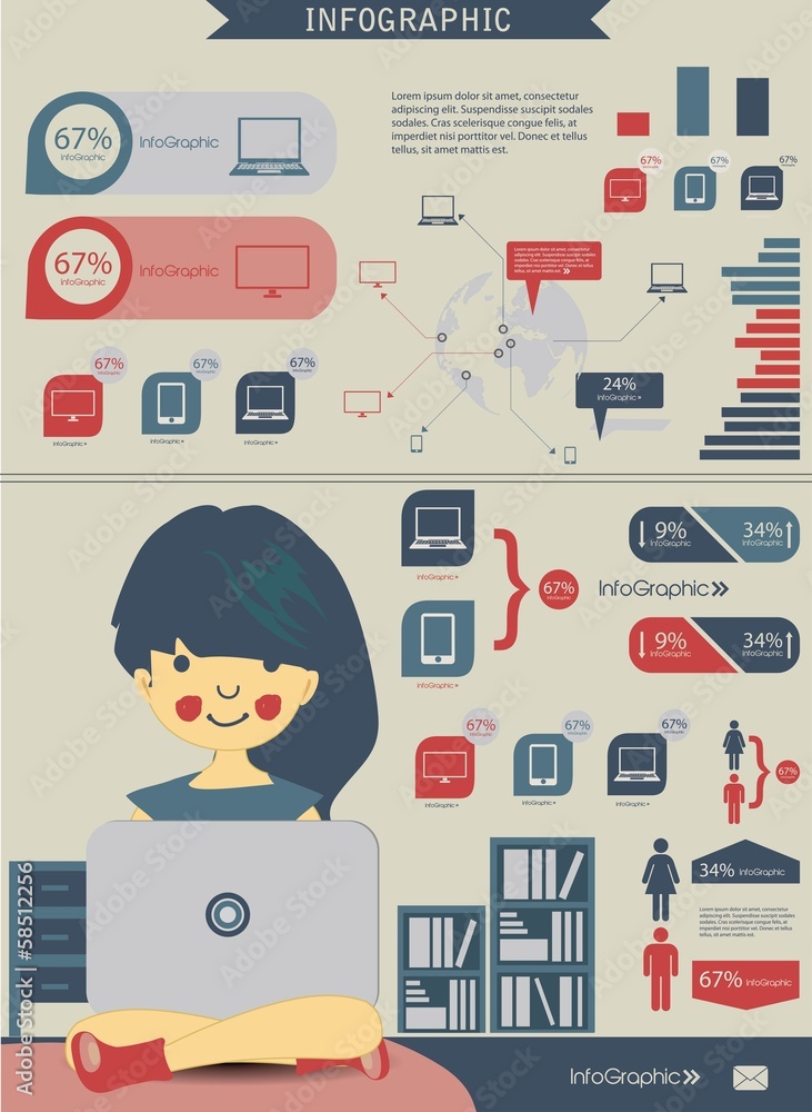 Poster infographic vector graphs and elements. vector illustration.