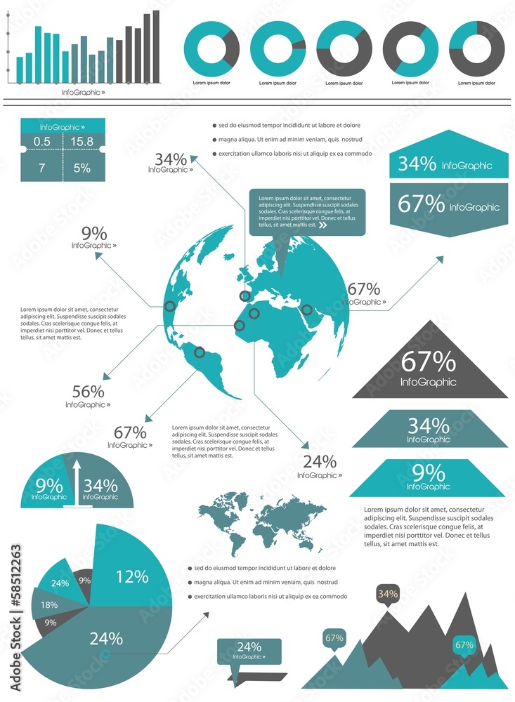 Poster infographic vector graphs and elements. vector illustration.