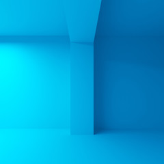 Abstract architecture background. Empty blue 3d interior