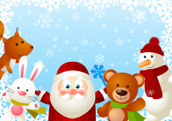 Funny Santa with cute animals