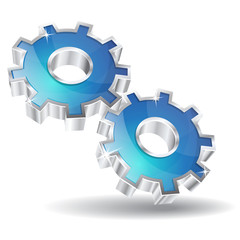 3D Mechanical Gear Vector Icon