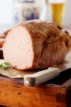 Traditional German leberkaese meat loaf