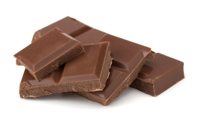 Chocolate bars stack isolated on white background