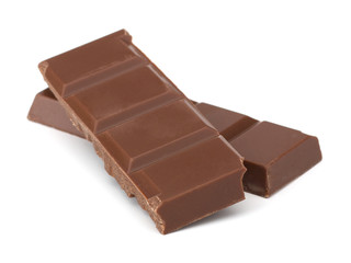 Chocolate bars stack isolated on white background