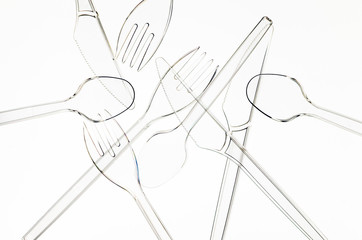 Transparent plastic cutlery