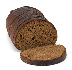 Slices of rye bread isolated on white background