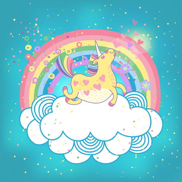 Unicorn rainbow in the clouds