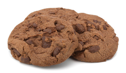 Chocolate pastry cookies isolated on white background