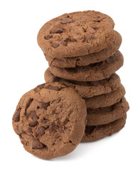 Chocolate pastry cookies isolated on white background