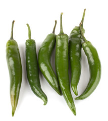 Hot chili peppers isolated on white background