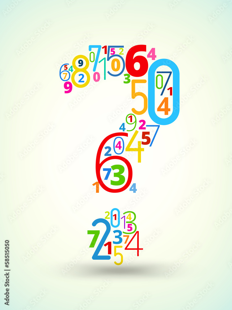Poster question mark , colored vector font from numbers