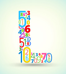 Letter L, colored vector font from numbers