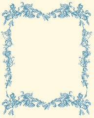 Decorative ornamental floral page blue color