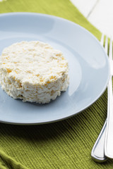 Cottage cheese on plate