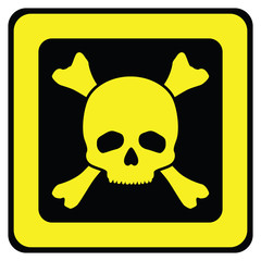 Yellow danger sign with skull