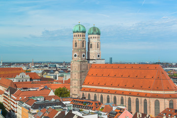 Aerial view of Munchen  Marienplatz,  Frauenkirche