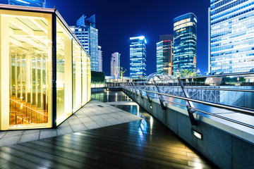 Cities of skyscrapers at night