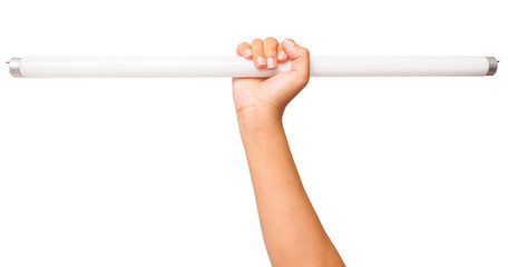 Fluorescent lamp in hand