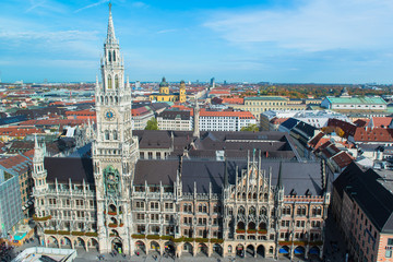 Fototapeta na wymiar Aerial view of Munchen Marienplatz