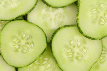 Close up fresh green sliced cucumber