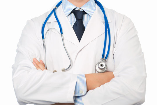 Doctor in white coat with a stethoscope
