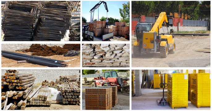 Storage building materials of a telescopic loader and forklift